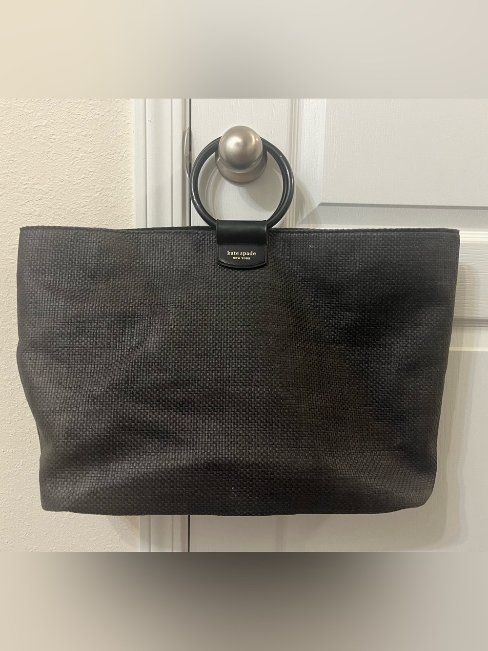 kate spade Black Woven Tote with Round Handles